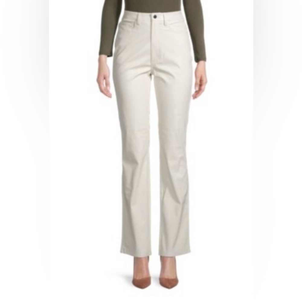 Danielle Bernstein Size 24 Faux Croc Ankle Flare Cream Pants